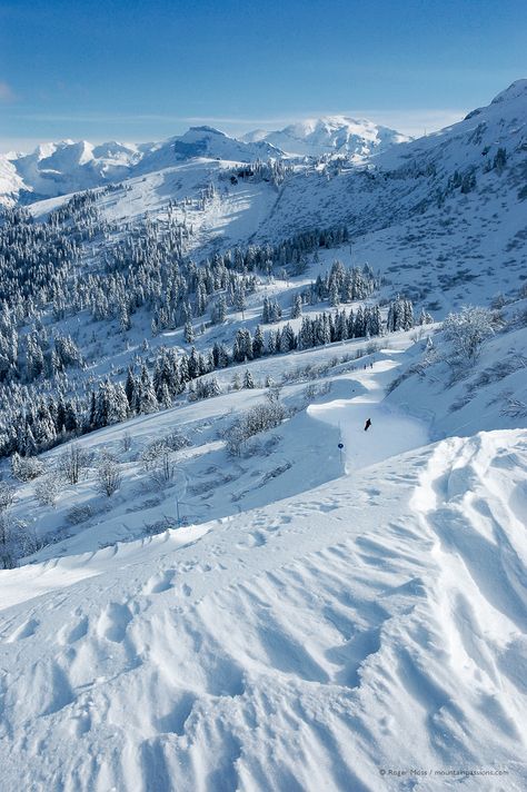 Skier heading for Samoëns 1600, Grand Massif ski area, Haute-Savoie, French Alps. Scenery Beach, Phuket Island, Skiing Aesthetic, Alpine Village, Snow Trip, Cheap Flight, Cheap Flight Tickets, Adventure Vacation, Nature Scenery