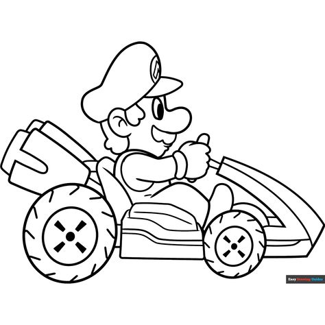 Mario Kart Coloring Page - Free & Printable Coloring Sheet Mario Kart Drawing, Easy Drawing Guides, Free Printable Coloring Sheets, Drawing Guides, Popular Cartoons, Kids Print, Printable Coloring Sheets, Drawing Tutorial Easy, Coloring Tutorial