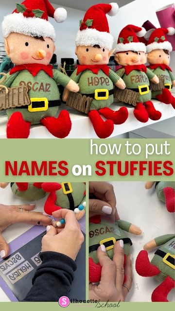 How to Put a Name on a Stuffy with HTV Heat Transfer Vinyl Tutorial, Heat Transfer Vinyl Shirts, Cricut Heat Transfer Vinyl, Vinyl Projects Silhouette, Heat Transfer Vinyl Projects, Silhouette School Blog, Stockings With Names, Personalized Stuffed Animals, Silhouette School