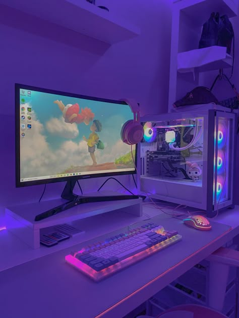 pc setup
gaming setup
aesthetic setup
pink setup Pc Set Up Ideas, Cool Pc Setups, Gaming Set Up, Pc Set Up, Cute Pc Setup, Dream Setup, Gaming Desk Setup, Setup Gamer, Gamer Setup