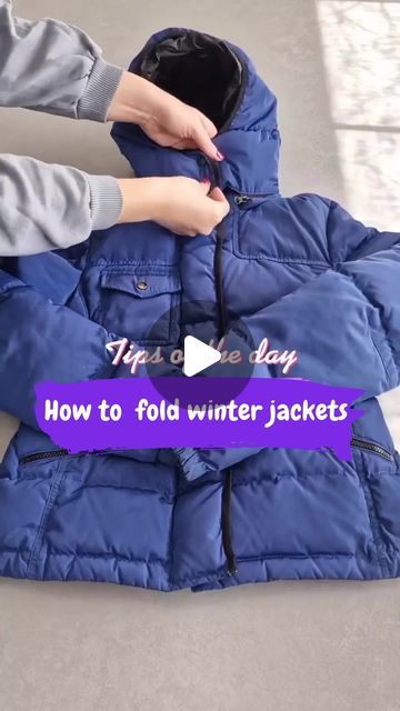 wellnesswiseways on April 7, 2024: "Spring cleaning mode!! 🌸 Time to master the art of folding winter jackets and making space for sunny days ahead. 🧥☀️

Follow us for more...". Folding Coats For Travel, How To Fold Puffer Jacket, How To Fold A Coat, Winter Coat Storage Ideas, How To Store Winter Clothes, Winter Clothes Storage Ideas, Jacket Storage Ideas, Folding Clothes To Save Space, Tiny House Organization Hacks