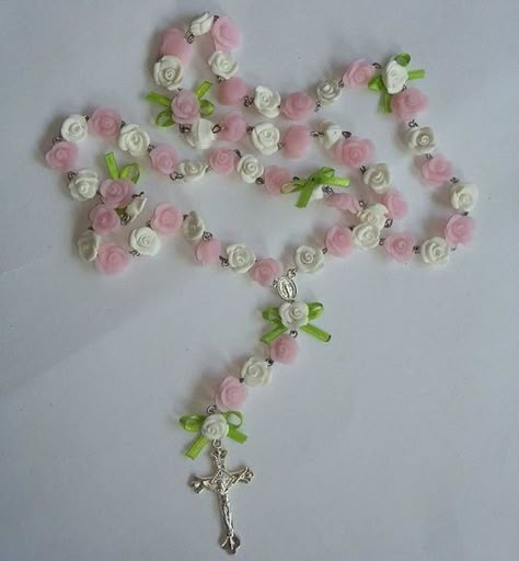 Flower Rosary, Protestant Prayer Beads, Personalized Rosary, Rosary Jewelry, Watercolor Eyes, Denim Earrings, Holy Rosary, Crochet Cross, Handmade Christmas Decorations