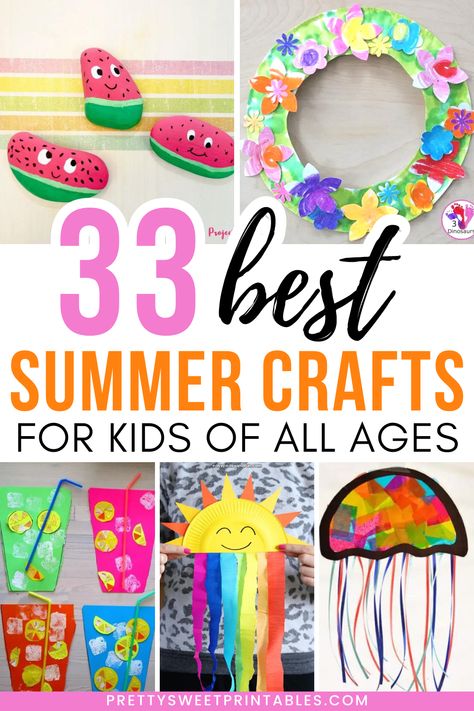 summer crafts for kids Summer Preschool Crafts, Summer Arts And Crafts, Summertime Crafts, Fun Summer Crafts, Summer Fun For Kids, Summer Crafts For Kids, Crafts For Kids To Make, Summer Activities For Kids, Camping Crafts