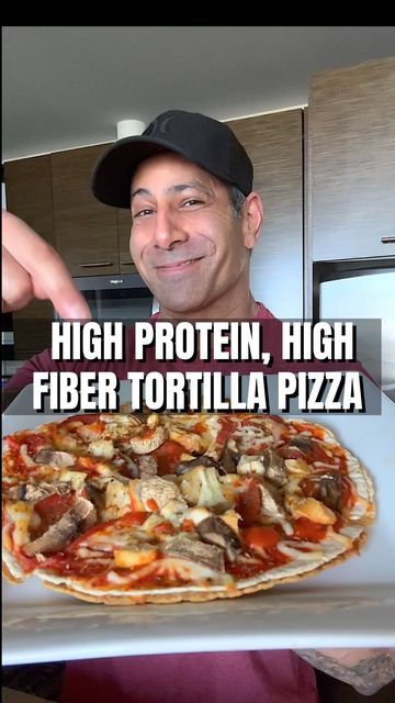 High Fiber Low Calorie Foods, Protein Pizza Toppings, Low Calorie Flatbread Pizza, High Protein Pizza Toppings, Chicken Tortilla Pizza, High Protein High Fiber Low Calorie, Tortilla Pizza Low Calorie, High Protein Low Carb Pizza, Low Cal High Protein Pizza