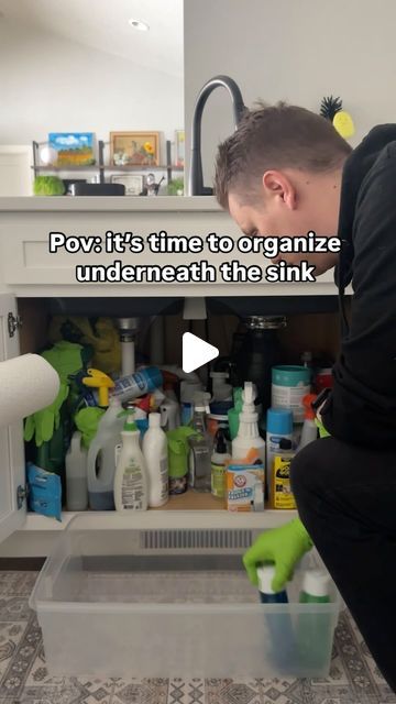 Brandon Pleshek on Instagram: "I’m not the best at organizing, but I love the results, and I think this turned out really well! It’s so satisfying to see everything come together, and I’m excited about how it all looks now! (Organization products I used: Bukfen Under Sink Organizer / Cooyes Shelf Liner / Jiaan Plastic Storage Tray Tote. All on Amazon) #cleaning #organization #satisfying" Kitchen Organization Under The Sink, Cleaning Product Organization Under Sink, How To Store Cleaning Supplies, Under Kitchen Sink Organization With Garbage Disposal, Undersink Organizing Kitchen Ideas, Organize Under Sink, Organizing Under Kitchen Sink, Freezer Organization Ideas, Organize Under Kitchen Sink