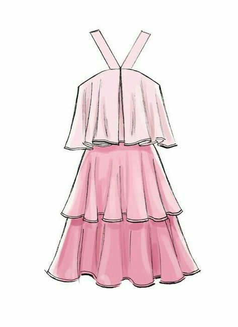 modificar Designer Clothing Patterns, Mccalls Dress, Fashion Design Inspiration, Mccalls Patterns Dress, Diy Sy, Tiered Dresses, Dress Design Drawing, Fashion Sketches Dresses, Fashion Drawing Dresses