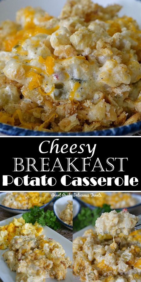 Cheesy Breakfast Potato Casserole is an easy breakfast potato recipe loaded with cheese and makes a delicious meal. Cheesy Breakfast Potatoes, Breakfast Potato, Cheesy Breakfast, Breakfast Potato Casserole, Cheesy Potato Casserole, Healthy Brunch Recipes, Breakfast For A Crowd, Healthy Brunch, Breakfast Goodies