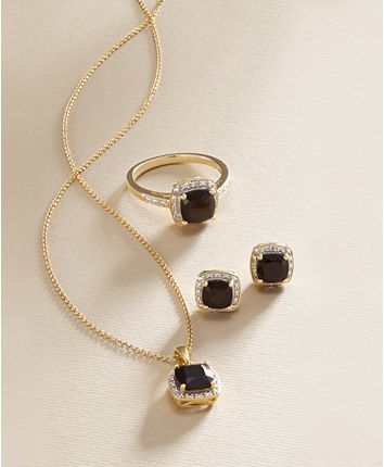 Macy's 3-Pc. Set Onyx & Diamond Accent Pendant Necklace, Ring and Stud Earrings in 14k Gold-Plated Sterling Silver & Reviews - Jewelry & Watches - Macy's Gold And Pearl Necklace, Weight Watchers Soup, Diamond Pendants Designs, Fancy Jewelry Necklace, Modern Gold Jewelry, Handmade Gold Jewellery, Real Gold Jewelry, Indian Jewellery Design Earrings, S Jewelry