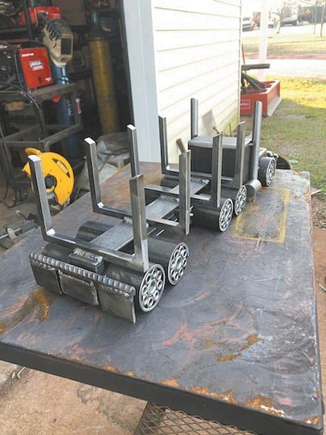 Toy Logging Truck Built From Scrap Metal Scrap Metal Projects, Cool Welding Projects, Welded Metal Projects, Metal Welding Art, Welding Crafts, Farm Projects, Welding And Fabrication, Welding Art Projects, Diy Welding