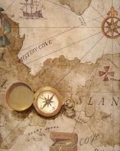 Olde Worlde Map Tattoo Idea:  Include Sun & Moon & Comets, Sea Serpents, Mermaids, Pirate Ships, Swallows/ Gulls, Treasure/ X, Landmarks (ex. Eiffel Tower, Big Ben), Nautical Stars. Also, sextant, compass (rose), telescope. Birthday Checklist, Pirate Room, Surprise Ideas, Pirate Treasure Maps, Map Tattoos, Pirate Day, Treasure Map, Dating Divas, Night Couple