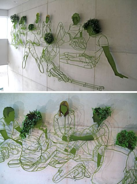 Wageningen University, Based Drawing, Green Wall Design, Plant Installation, Steel Wall Art, Plant Wall Art, Wall Garden, Room With Plants, Environmental Graphics