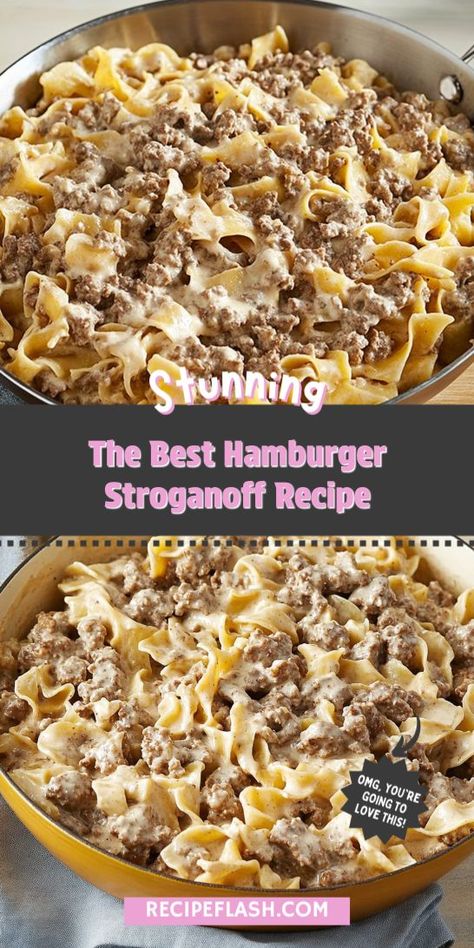 Craving something hearty that fits your healthy lifestyle? The Best Hamburger Stroganoff Recipe is a perfect blend of rich flavors and nutritious components. Satisfy your taste buds without compromising on health. Pin this recipe for your next healthy dinner inspiration! Creamy Hamburger Recipes, Hamburger Meat And Mozzarella Recipes, Hearty Hamburger Recipes, Supper Ideas Hamburger Meat, Quick Recipes With Hamburger Meat, Healthy Dinner Recipes With Hamburger Meat, Recipes With Cooked Hamburger Meat, Few Ingredient Hamburger Meals, Hamburger Meat Stroganoff