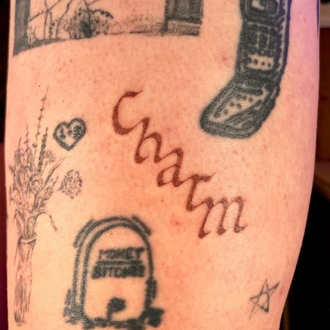 non clairo shade post for once @clairo done on myself, tried out doing solid grey wash and i love it #seattletattooartist #queertattooartist #lucytats #transtattooartist #femmetattooer Clairo Charm Tattoo, Charm Clairo Tattoo, I Love Clairo, Clairo Tattoos, Grey Wash Tattoo, Shaded Tattoo, Stick Poke, Charm Tattoo, Seattle Tattoo