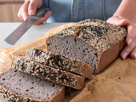 1-INGREDIENT BUCKWHEAT BREAD (NOURISHING & GF) Recipe - Whisk Gluten Free Buckwheat Bread, Healthy Bread Alternatives, Quinoa Bread, Fermented Bread, Buckwheat Bread, Yeast Free Breads, Bread Alternatives, Homemade Bread Easy, Loaf Of Bread