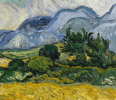 Vincent van Gogh, Wheat Field with Cypresses, detail (1889) Van Gogh Wheat Field, Wheat Field With Cypresses, Van Gogh Exhibition, Arte Van Gogh, Art Exhibition Posters, Wheat Field, Wheat Fields, Impressionism Art, Post Impressionism