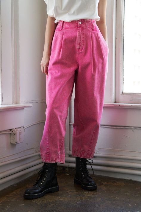 Hot Pink Cargo Pants, Curvy Maxi Dress, Pink Cargo Pants, Eclectic Clothing, Patterned Pants, Twill Pants, Woven Top, Pants Womens, Matching Top