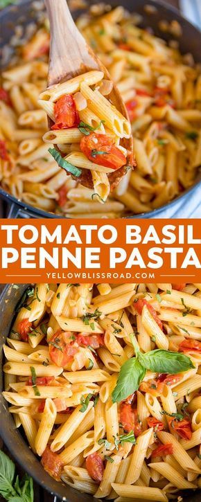 Easy Penne Pasta Recipes, Grape Tomato Recipes, Pasta Recipes For Lunch, Basil Pasta Recipes, Pasta Tomato, Penne Pasta Recipes, Pasta Penne, Tomato Basil Pasta, Vegetarian Pasta Recipes