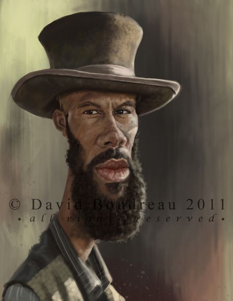 Common, playing Elam Ferguson in Hell on Wheels, by David Boudreau David Boudreau, Film Characters, Create A Comic, Caricature Art, Caricature Sketch, Hell On Wheels, Funny Cartoon Pictures, Great Works Of Art, Pinterest Humor