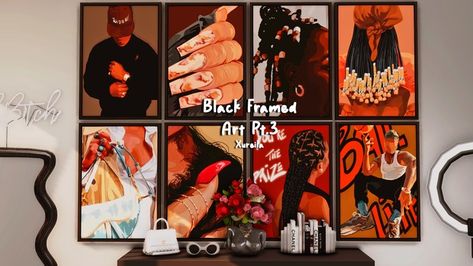 Xureila's Black Framed Art PT. 3 😍 | Patreon Sims 4 Clutter Cc, Custom Sims, Sims Cc Furniture, Cas Background, Sims 4 Clutter, Girl Mirror, Sims 4 Mods Cc, Black Framed Art, Sims 4 Builds