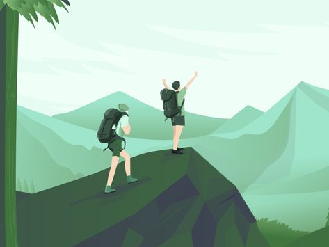 It's National Hiking Day somewhere! by Manypixels Hike Illustration, Hiking Illustration, Iphone Wallpaper Rap, Hiking Logo, Basic Drawing For Kids, Best Tattoo Ever, Woman Hiking, Storyboard Illustration, Adobe Illustrator Graphic Design