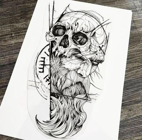 Viking Skull Art, Viking Drawings, Norse Mythology Tattoo, Skull Sleeve Tattoos, Full Sleeve Tattoo Design, Forearm Tattoo Design, Beautiful Flower Tattoos, Tattoo Inspiration Men, Warrior Tattoos