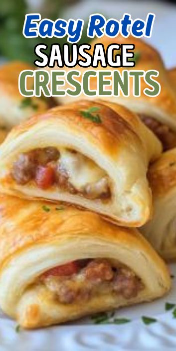 Easy Rotel Sausage Crescents Rotel Crescent Roll, Crescent Rolls And Sausage, Sausage Cream Cheese Rotel Crescents, Easy Rotel Sausage Crescents, Rotel Sausage And Cream Cheese Crescents, Rotel Sausage Cream Cheese Croissant, Sausage Cream Cheese Cresant Rolls, Cresent Roll Sausage Cream Cheese Breakfast Casserole, Crescent Roll Recipes Appetizers