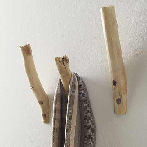 Natural Driftwood Wall Hook in Closet | Crate and Barrel Tiny Nursery, Modern Coat Rack, Driftwood Wall, Wood Branch, Foyer Entryway, Coat Rack Wall, Best Gift Ideas, Coat Racks, Beach Crafts