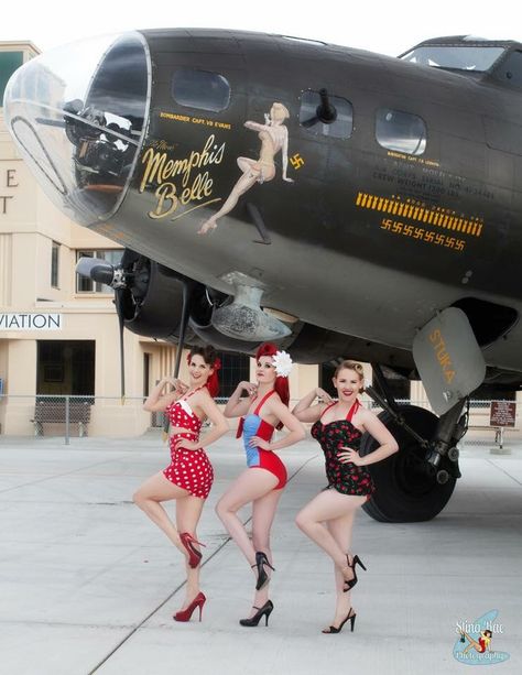 Memphis Belle Warbirds Pinups, Memphis Belle, Pinup Photoshoot, Arte Pin Up, Rockabilly Girl, Pin Up Girl Vintage, Wwii Plane, Airplane Art, Ww2 Planes