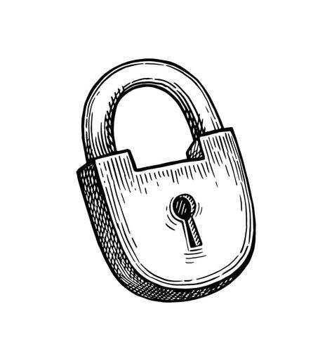 Old padlock. Ink sketch isolated on white background. Hand drawn vector illustration. Retro style. Lock Sketch Drawings, Old Things Drawing, Old Style Illustration, Retro Drawing Ideas, Padlock Drawing, Padlock Illustration, Lock Sketch, Padlock Tattoo, Lock Illustration