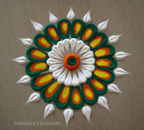 Color Rangoli – Menaka's Rangoli Simple Rangoli For Diwali, Deepavali Rangoli, Diwali Kolam, Color Rangoli, Rangoli For Diwali, Diwali Design, Very Easy Rangoli Designs, Rangoli Easy, Rangoli Designs Photos