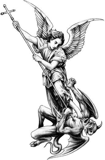 Michael Defeating Lucifer Tattoo, Thrones Tattoo Angel, Saint Michael Angel Tattoo, Saint Michael Tattoo Stencil, At Michael The Archangel Tattoo, Angel Knight Tattoo, Angel Back Tattoo Men, Archangels Tattoo, Angel Chest Tattoo Men