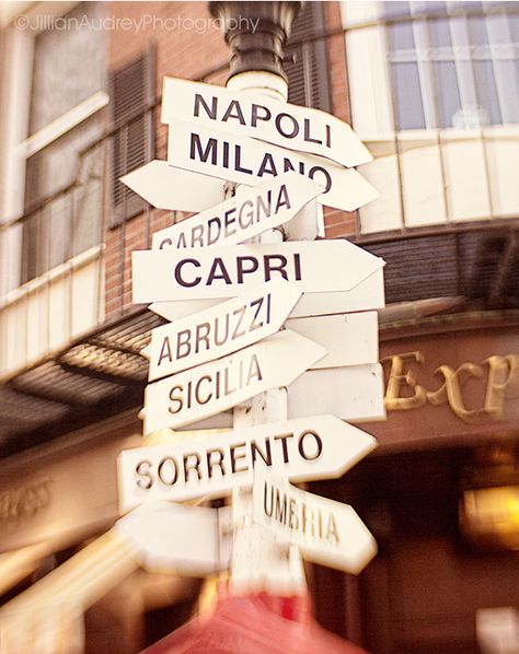 Lead Me To Italy / Photography Print City Signs, Boston Photography, Hotel Secrets, Italy City, Italian Party, Sign Photography, City Sign, Italy Photography, Usa Travel Destinations