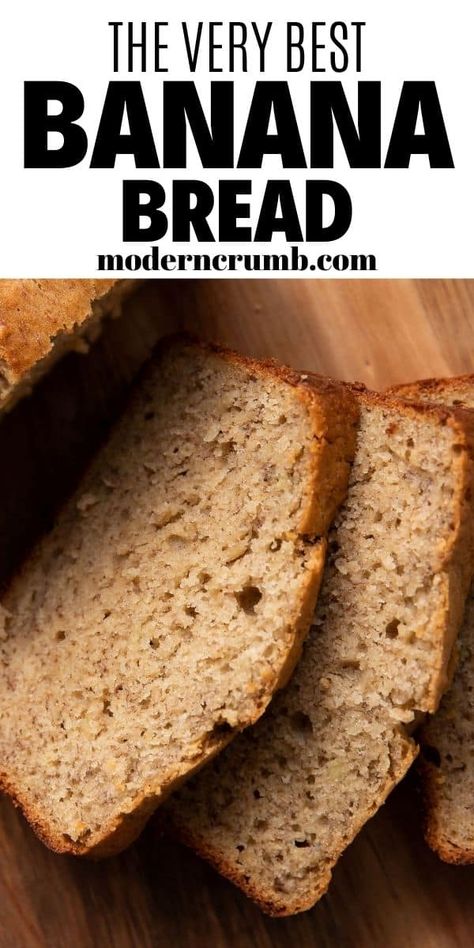 Get ready for the very best banana bread recipe! It's super moist, light and just the perfect amount of sweet. You can make one loaf to eat and one to freeze for later, or give as a gift to a friend. Baking With Oats, Cast Iron Recipes Dinner, Homemade Banana Bread Easy, Oat Flour Banana Bread, Homemade Banana Bread Recipe, Date Nut Bread, Best Banana Bread Recipe, Crumb Recipe, Banana Bread Ingredients