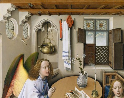 Painting of the Week - The Merode Altarpiece by Robert Campin Robert Campin, Unicorn Tapestries, The Annunciation, The Cloisters, Medieval Manuscript, Luminous Colours, Medieval Art, Painting Illustration, Middle Ages