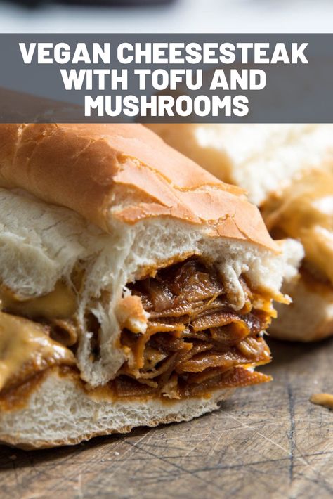 Yuba Recipe, Vegan Cheesesteak, Veggie Lunches, Vegan Philly Cheesesteak, Veggie Sandwiches, Trumpet Mushrooms, Tofu Skin, Mushroom Recipes Vegan, Vegan Picnic