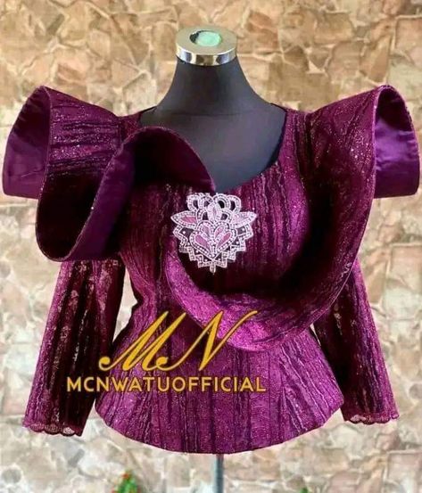 Blouse Designs Latest With Lace, George Blouse And Wrapper Styles Indian, Blouse Designs For Wrapper, Top And Wrapper Styles, Women Lace Blouse For Wrapper Style, Lace Blouse Designs Nigerian, Blouse Lace Designs, Blouses For Wrapper, Blouse For Wrapper