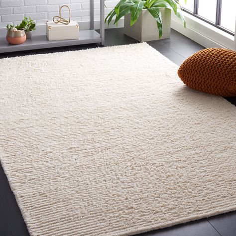 Latitude Run® Handmade Hand Woven Wool Ivory Rug & Reviews | Wayfair Solid Color Rug, Woven Area Rug, Rug Colors, Apartment Bedroom, Solid Rugs, Custom Size Rugs, Nursery Rugs, Ivory Rug, Room Decorations