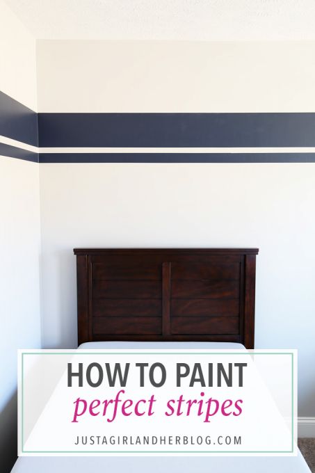 I've always wondered how people paint perfect stripes on walls, and this post shares the secret! It's genius and I never knew it was so easy! Click through to the post to see how! Stripe Wall, Striped Walls, One Room Challenge, Paint Stripes, Challenge Week, Room Challenge, Bedroom Paint, Room Paint, How To Paint