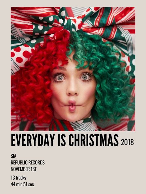 Christmas Songs Album Covers, Christmas Song Aesthetic, Sia Poster, Sia Christmas, Polaroid Christmas, Song Posters, Aesthetic Holiday, Polaroid Posters, Christmas Dreaming