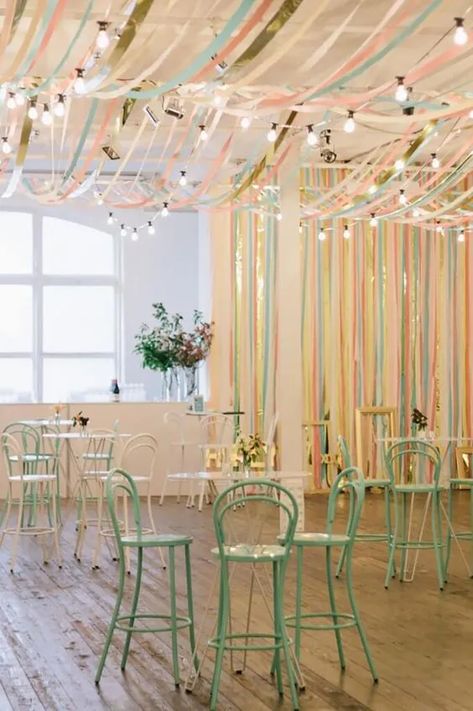 The Ultimate DIY Wedding Planning Checklist - DianneDecor.com Diy Cocktail Party Decorations, Roof Decoration Ideas For Party, Streamer Designs, Cocktail Party Decorations, Diy Wedding Planning Checklist, Streamers Decorations, Wedding Streamers, Streamer Decorations, Cocktail Party Decor