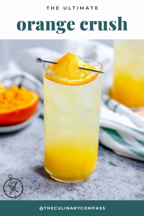 This Orange Crush Recipe is a perfect summer cocktail. It's full of fresh orange juice, citrus flavors, and is oh, so, refreshing. Fresh Orange Juice Cocktails, Orange Creamsicle Crush, Pineapple Crush Drink, Orange Crush Recipe, Orange Crush Drink, Alcholic Drink Orange, Orange Crush Cocktail, Watermelon Crush, Orange Vodka