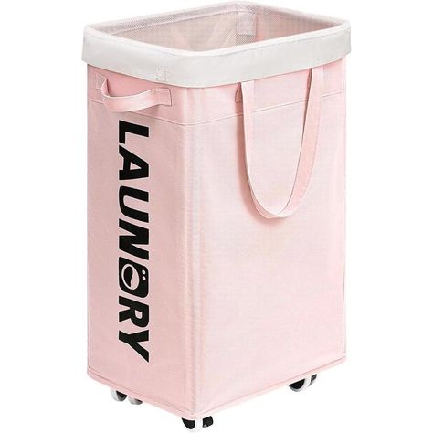 Slim Laundry Hamper with Wheels 75L, Collapsible Rolling Laundry Basket for Living Room, Pink Laundry Hamper for College Dorm Organiser Hamper With Wheels, Laundry Basket On Wheels, Slim Laundry Basket, Basket For Living Room, Pink Laundry, Laundry Hamper With Wheels, Baby Laundry Basket, Living Room Pink, Large Laundry Hamper