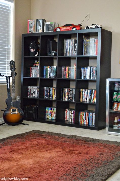 Man Cave Ideas - from TV to toys, what your man wants for his man cave! Man Cave Bookshelf, Anime Man Cave, Marvel Man Cave Ideas, Man Cave Guest Room Combo, Mens Room Decor Bedroom Ideas, Man Cave Plans, Bachelors Pad, Man Cave Ideas Room, Dream Townhouse