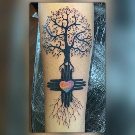 Mexico State Tattoo, Zia Symbol Tattoo, New Mexico Tattoo, Lowrider Tattoo, Moving On Tattoos, Zia Symbol, Mexico Tattoo, State Tattoos, Mandala Hand Tattoos