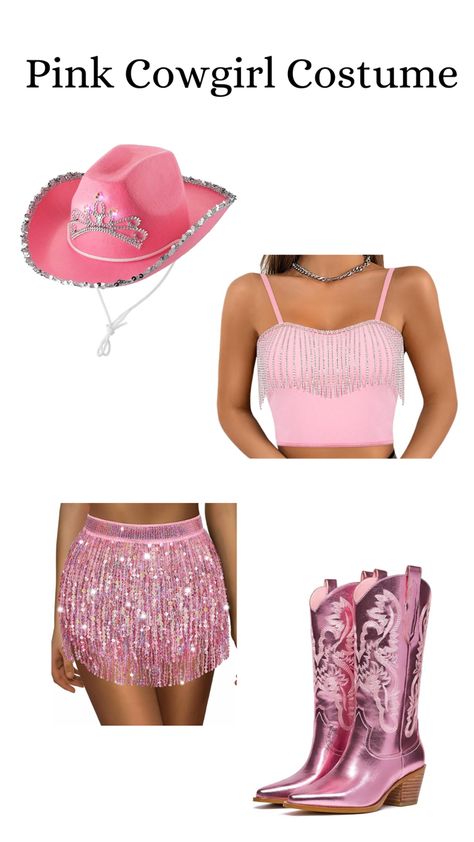 Pink Cowgirl Costume, Cowgirl Bachelorette Party Outfits, Cowgirl Outfits Party, Voodoo Costume, Cowgirl Outfits Halloween, Cowgirl Bachelorette Parties, Cowgirl Bachelorette, Bachelorette Party Outfit, Cowgirl Costume