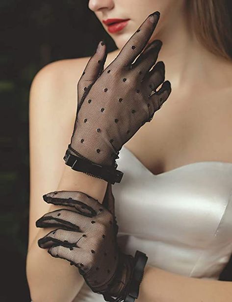 Amazon.com: QRBTSCL Short Black Lace Gloves Tea Party Gloves Costumes Gloves for Wedding Dinner Party : Clothing, Shoes & Jewelry Victorian Gloves, Fancy Gloves, Bride Gloves, Black Lace Gloves, Tulle Gloves, Mesh Gloves, Costume Gloves, Banquet Dresses, Wedding Gloves