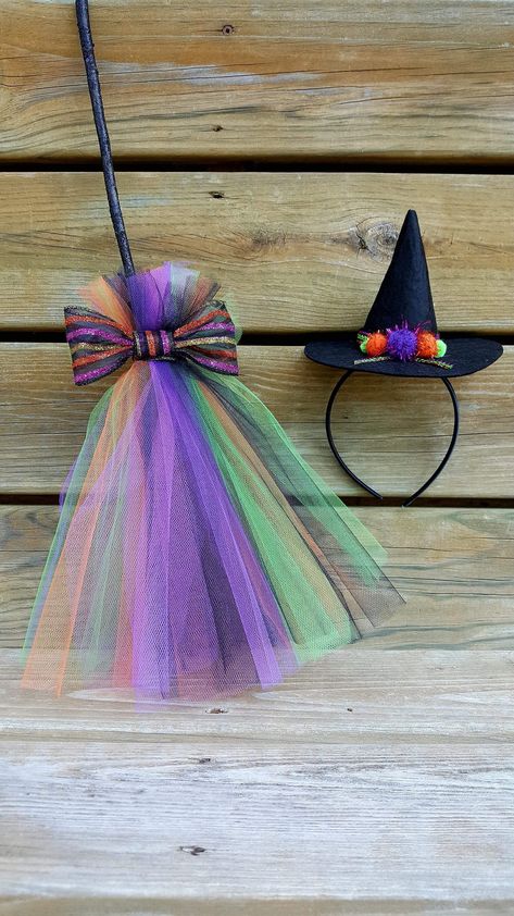 Witch Tutu Costume, Toddler Witch Costumes, Witch Hat Headband, Kids Witch Costume, Witch Costume Diy, Witch Tutu, Handmade Halloween Costumes, Dress With Hat, Headband Crafts