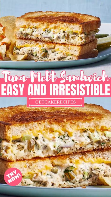 Tuna Melt Sandwich - Easy and Irresistible | getcakerecipes Tunamelt Sandwich Recipe, Easy Tuna Melt, Tuna Sandwich Recipes, Foods Dinner, Grilled Dinner Recipes, Tuna Melt Sandwich, Sandwich Easy, Tuna Melt Recipe, Crispy Bread