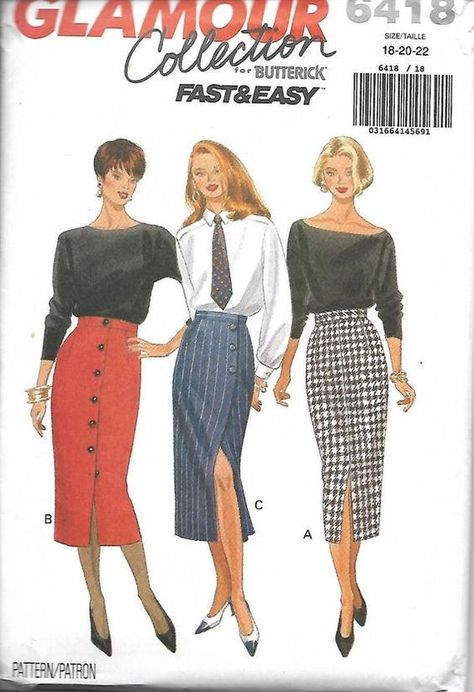 Tapered Skirt, Fashion 1980s, Fashion Decades, Skirt Patterns Sewing, Petite Skirt, Vogue Patterns, Couture Vintage, Vestidos Vintage, Sewing Pattern Sizes