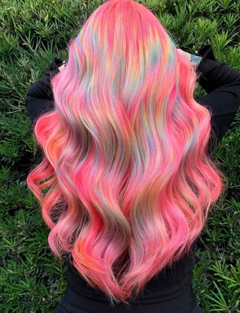 Rock Your Locks, Pink Hair Streaks, Holographic Hair, Split Dyed Hair, Vivid Hair Color, Rainbow Hair Color, Creative Hair Color, Hair Color Unique, Neon Hair